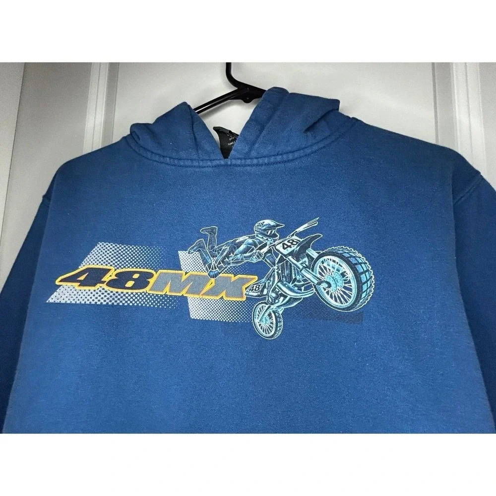 Vintage Y2k Top Heavy 48 MX Free Style Motocross Double Sided Graphic Hoodie‎